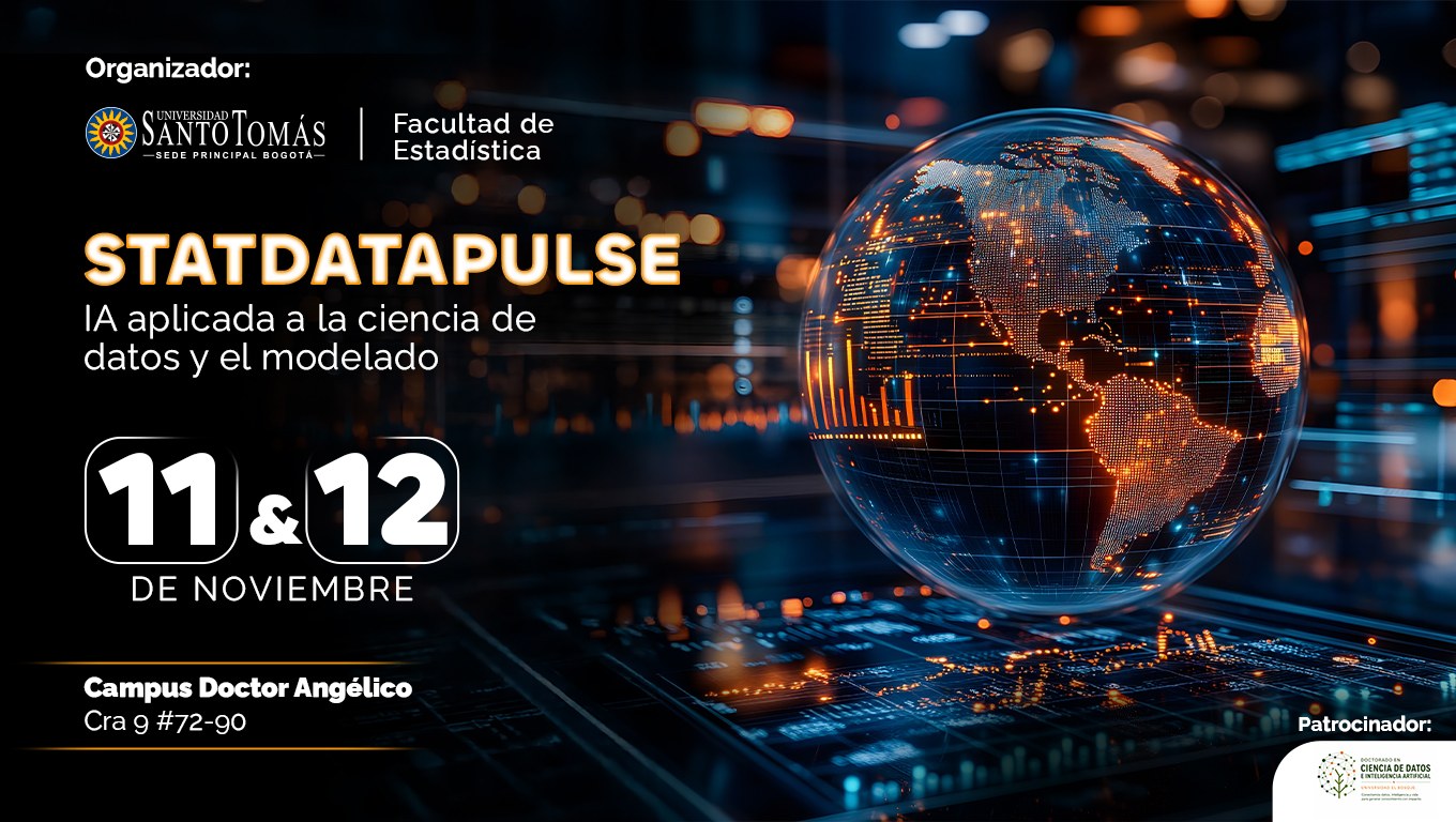 Pieza de campaña de Statistical DataPulse 2026: IA aplicada a la ciencia de datos y el modelado, 11 y 12 de noviembre, Campus Doctor Angélico